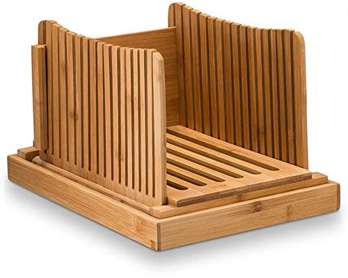 Bamboo Bread Slicer | Loaf Cutting Board & Knife Slicing Guide | Adjustable, Foldable, Compact | For Homemade or Bought Bread Cakes and Loaves