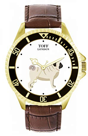 Toff London Pug Dog Herren Armbanduhr 42mm Gehäuse Custom Design