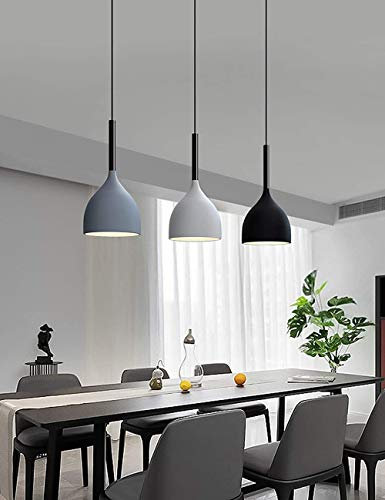 Pendelleuchte Kronleuchter LED Rechteck Küchen Esszimmer Lampe Modern Metall Esstischleuchte Höhenverstellbar Design Rund Lampenschirm Hängelampe Büro Wohnzimmer Beleuchtung 3-Flammig Inkl. Glühbirne