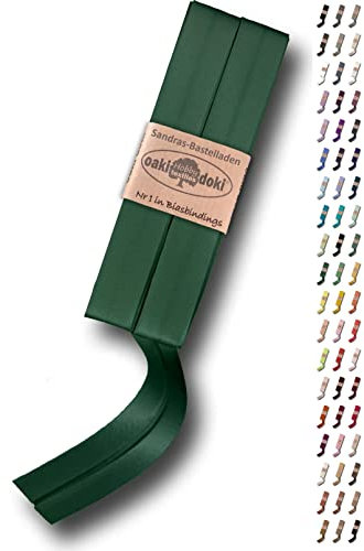Sandras-Bastelladen Schrägband/Einfassband Satin gefalzt 2m x 20mm 433-Tannengrün