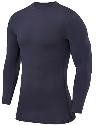 PowerLayer Compression Tops for Men Base Layers Men's Running Top Thermal Shirt - Crew Neck - Graphite, M