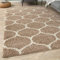 THE RUGS Shaggy Rug – Modern Moroccan Design Rugs for Living Room, Bedroom, Hallway, 3 cm Thick Area Rugs, (Trellis Beige/Ivory, 200x290cm)