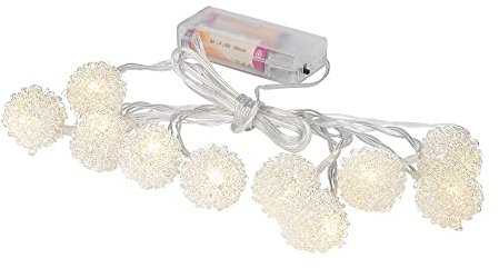 Ideen mit Herz 10er Lichterkette | LED | warmweiß | inkl. Timer-Funktion | batteriebetrieben | für innen | 3,05 m lang (Drahtkugeln | silber)