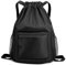 Czemo Turnbeutel Wasserdicht Sportbeutel Schwarz Beutel Rucksack Kordelzug mit Innentasche Verstellbar Tunnelzug Gym Sack Rucksack für Herren Damen (Schwarz #2)