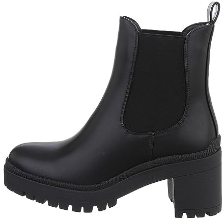 Ital Design Damenschuhe Stiefeletten Chelsea Boots, DES620P-, Kunstleder, Schwarz, Gr. 39