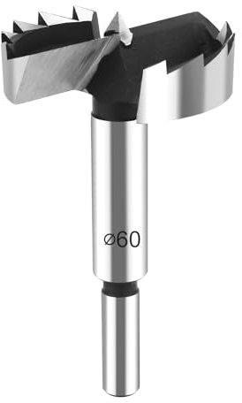 HPHOPE Foret Forstner professionnel 60 mm pour bois, embouts Forstner Ø 60 mm, longueur 90 mm, embouts de perçage avec tige ronde