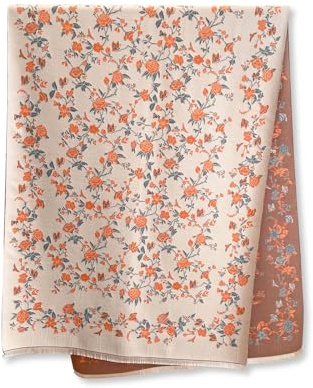 LumiSyne Winter Schal Kaschmir Stolen Damen Mädchen Doppelseitig Zweifarbig Romantisch Rose Blumen Muster Reversible Schal Mit Quasten Groß Pashmina Schal Lange Halstuch Dicke Warme Schultertuch Stola