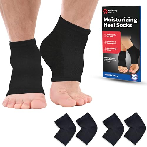 Moisturizing Socks for Men & Women | Cracked Heel Treatment with Aloe Vera | Moisturizer Foot Callus Remover | Aloe Socks for Cracked Heels & Dry Rough Feet (Black - 2 Pairs, X-Large)