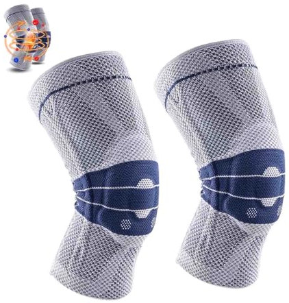 SBTRKT Tutore Ginocchio, Protezione per il ginocchio che si ristringe agli ioni di titanio a infrarossi lontani, ginocchiere, manica per la compressione del ginocchio, Supporto Sportiva (M, Grigio)