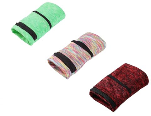 Handgelenktasche, Geldbörse mit Reißverschluss zum Laufen, Wandern, Radfahren, Yoga und mehr (S, Regenbogen + Purplish Red + Smaragdgrün)