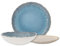Keyhomestore- Servizio 12 pezzi piatti mare, con motivo corallo in ceramica alta qualità azzurri: 4 fondi, 4 piani, 4 dolce/frutta, design elegante e resistente.