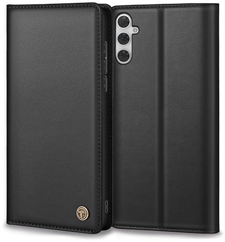 Samsung Galaxy A54 5G Premium Lederhülle Schutzhülle Tasche Wallet mit Kartenfach und Standfunktion, Schwarz