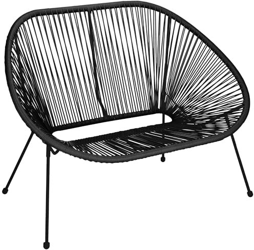 Gartenbank wetterfest – 2-Sitzer Gartensofa mit Metallgestell & PE-Rattan – Balkon Lounge Sitzbank Outdoor – Stilvolle Balkonmöbel für Garten & Terrasse - Maße: 114 x 75 x 88 cm, Gewicht: 7 kg