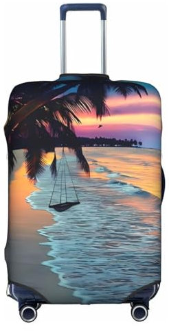 Gepäckabdeckung, Kofferabdeckung, Protektoren, Gepäckschutz, passend für 45,7 - 76,2 cm, Kokosnuss Beach Sunset Hängematte, L