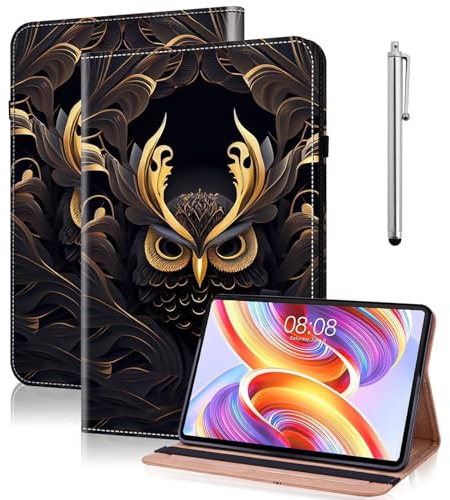 TUOLISG Custodia per Amazon Kindle Fire HD 8 & 8 Plus, (12°/10° generazione, 2022/2020), Fire HD 8 Tablet Case ultra sottile in pelle PU multi angolo, con slot per carte di credito, gufo