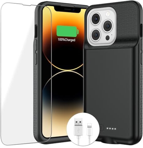 BOPPS Battery Case for iPhone 14 Pro Max/13 Pro Max/14 Plus,2024 Upgraded Powerful 8000mAh Portable Extended Charger Case Cover for iPhone 14 Pro Max/14 Plus/13 Pro Max Charging Case (6.7inch),Black