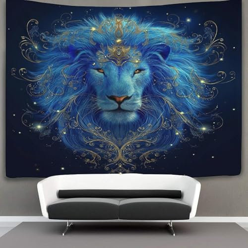ZBOLI Löwe Tapisserie,3D Sternzeichen Wandbehang Wandtuch Tagesdecke Bettdecke Für Schlafzimmer Wohnzimmer Wohnheim 130cmx150cm