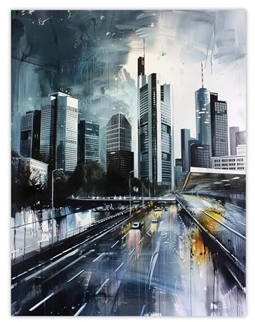 Artery8 Frankfurt Stadt Skyline Deutschland Stadtbild Ungerahmter extragroßer Druck