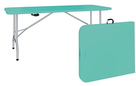Arreditaly Tavolo Tavolino Pieghevole In Resina Dura Set Birreria Facile Trasporto Con Maniglia Ideale Terrazzo Campeggio Giardino Fiere Sagre Rettangolare 180 x 74 x 74 Cm (Verde Tiffany, Classico)