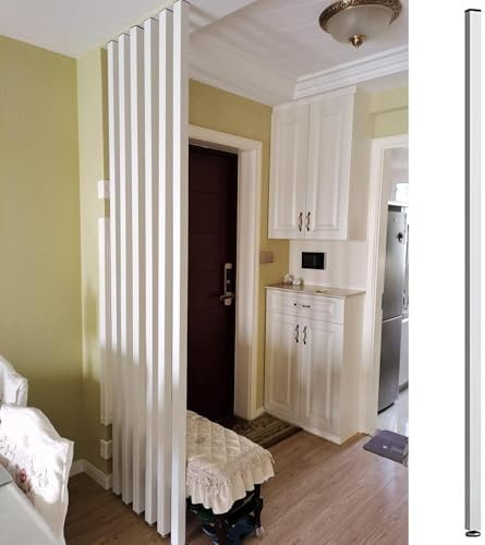 AVLLSO DIY Raumteiler 70cm-240cm hoch Vom Boden bis zur Decke reichende Holzlatten, Sichtschutzsäule aus Holzlatten für Wohnzimmer/Haustür/Büroeingang(White 1pc,90cm/35.4in/2.95ft Height)