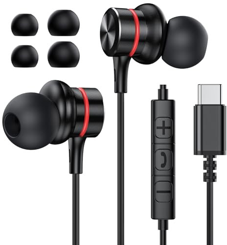 MOSWAG Cuffie USB C per iPhone 16 Pro Max 15 Plus Pad Pro Auricolari USB C per Samsung Galaxy S24 S23 Ultra S22 S21 FE S20 A55 A54 Auricolari Type C con Microfono Cuffie in Ear con filo Type C (1Pack)
