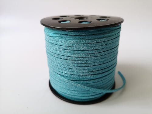 Suede Cord Flat Faux Leather String for Jewelry Bracelet Necklace Making Beading Thread DIY Crafts 10m (Glitter light blue)