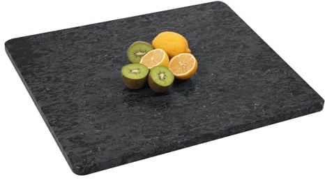 Adolif Tagliere in marmo nero per cucina, grande lastra di marmo con piedini antiscivolo per cottura, formaggio, salumi, cioccolato, 40,6 x 50,8 cm, confezione da 1 pezzo