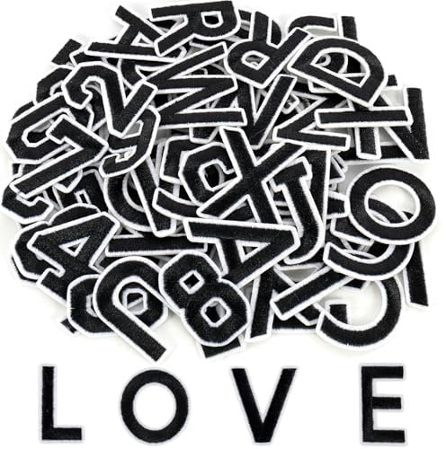 72 PCS Iron On Patches, Letters A-Z, Numbers 0-9, Iron On Letters, Patches for Clothing, Sew On Patches Suitable for Clothes, Dresses, Hats, Socks, Jeans, DIY Accessories