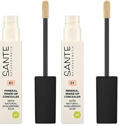 Sante Naturkosmetik Mineral Wake up Concealer 01 Neutral Ivory, Deckt Schatten und Makel ab, Zum Contouring geeignet, Vegan, 8 ml (Packung mit 2)