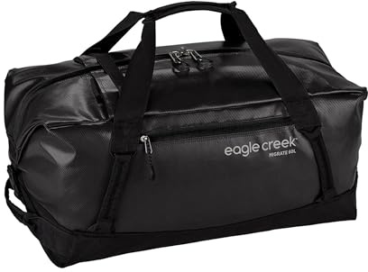 Eagle Creek Migrate Reisetasche 60L I Recyceltes wasserabweisendes Material I Rucksack-Funktion I 60 Liter Volumen I Midnight Black