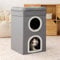Ezigoo 2 Layer Cat House Indoor Cats Cave Bed with Scratching Board, Multi-Level Kitten Bed for Indoor Cats, Cozy Cat Igloo with Soft Velvet Spacious for Small & Medium Pets Grey