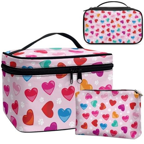 Dolyues Bunte Liebe Große Wasserabweisende, waschbare, weiche und Flexible Kosmetiktasche für die Aufbewahrung und Transport von waschies, Make-up & Kosmetik und vieles mehr