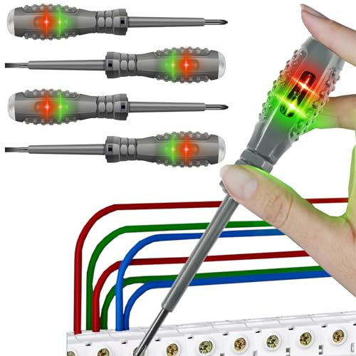 XineYuor 4PCS Cacciavite Tester di Tensione,Cacciavite Cercafase Elettronico,Cacciavite Magnetico Tester di Tensione,Rilevatore di Elettricità,Set Cacciavite Tester Tensione 12V-220V