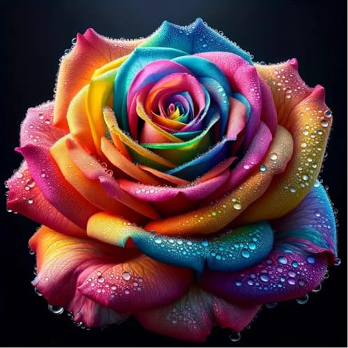 DOUKOYEE Diamond Painting Rose Schmetterling Blumen Adult Kinder Diamant Bilder Malerei Set DIY Mosaikherstellung, Home Wanddekoration Wohnzimmer Schlafzimmer Wand Eingang Dekoration (FF)