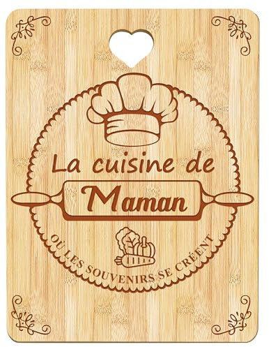 CaiTang Cadeau Fete des Meres, Cadeau Maman - Planche à Découper en Bambou Gravée, Cadeau Fête des Mères, Cadeau Anniversaire Maman Original, Idee Cadeau Mere Cuisine