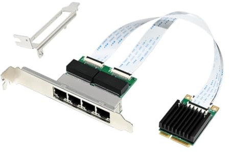 Juqoyue Scheda di Rete MiniPCIE Gigabit Ethernet Adattatore Ethernet 4 Porte RJ45 Scheda di Rete Ethernet SAS I350-T4 10/100/1000Mbps