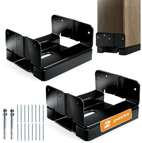 EONECROSS Pfostensockel für Beton, robust, E-beschichtet, 15,2 x 15,2 cm, verstellbare Basis mit 2,5 cm Abstandshalter für Terrasse, Pavillon, Veranda, 2 Stück (Schrauben im Lieferumfang enthalten)