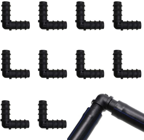 10 PCS Drip Irrigation Fittings Connectors 14MM Plastic Soaker Hose Connector 90° Elbow Tubing Connectors Irrigation Fittings Kit for Garden Greenhouse Farm Irrigations Systems