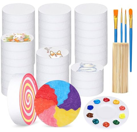 Vocdikficy 4-Schaumstoff- und Styroporscheiben, Schaumkreise zum Basteln und für Tortenattrappen, Runde Schaumkreise zum Selbermachen und Schaumscheiben