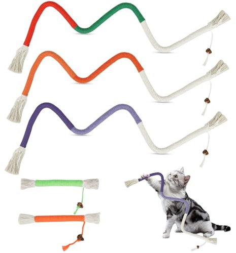 Emwel Catnip Toy Bite Rope for Cats-Pack of 5 for Indoor Cats, Kitten Teething Chew Toy Rope, Filled Natural Catnip Cat Chew Teeth Cleaning Stress Release