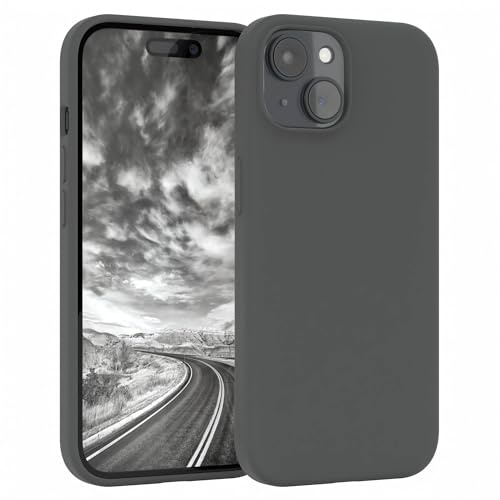 EAZY CASE Premium Silikon Handyhülle kompatibel mit iPhone 15 Slimcover mit Kameraschutz und Innenfutter, Silikonhülle, Schutzhülle, Bumper, Handy Case, Hülle, Softcase, Dunkelgrau