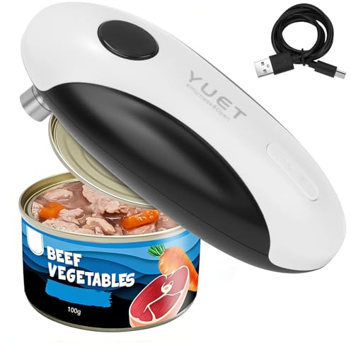 YUET Electric Can Opener, Rechargeable Electric Tin Opener with Magnetic Lid Lifter for Round Oval Square Cans, One-Touch Automatic Open & Close for Seniors, Arthritis