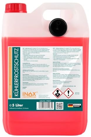 INOX 5L Kühlerfrostschutz IG12+ ReadyMix -35°C | G12 Kühlmittel gebrauchsfertig | Frostschutzmittel & Kühlflüssigkeit für Auto, PKW & Nutzfahrzeuge | Ganzjahresschutz