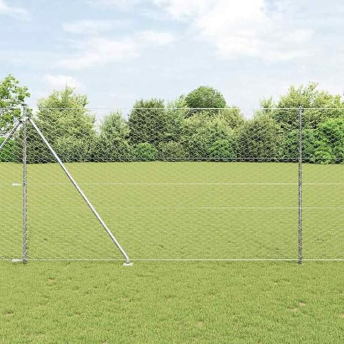 Fence Post Silver 100 x 1.6 m, Steel, 50 mm Mesh Size, Rectangular, Weatherproof for Garden, Patio, Outdoor Security
