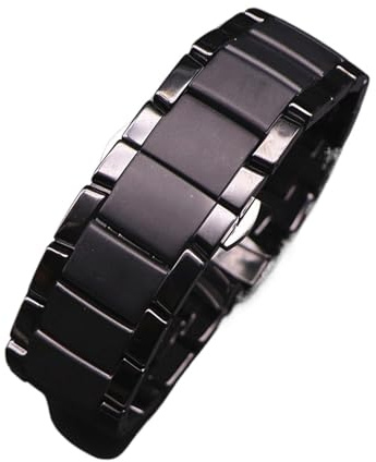 PNESHGTT 22mm 24mm Keramik-Uhrenarmband kompatibel mit Armani AR1451 AR1452 AR1400 AR1410 Band Herren matt gebogenes Ende Schmetterlingsschnalle(Matte Black,22mm)