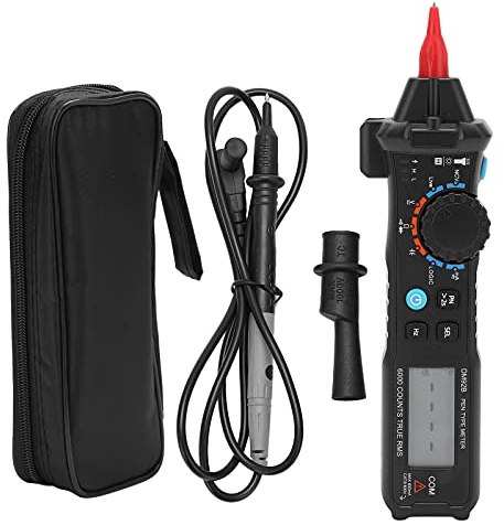 DM92B Pen Type Digital Multimeter with 180 Degree Rotating LCD Screen - High Accuracy 600V AC DC Voltage and 600mA Current Tester - True RMS Resistance Capacitance Diode and NCV