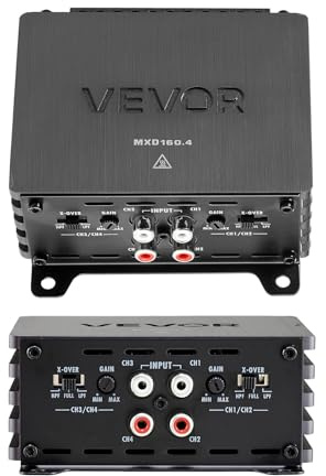 VEVOR 4 Channel Car Audio Amplifier 2 Ohm Stable Bridgeable Class D Full Range Amp Max Power 4 x 110W @ 4 Ohm / 4 x 160W @ 2 Ohm for Car SUV Truck Off-Road