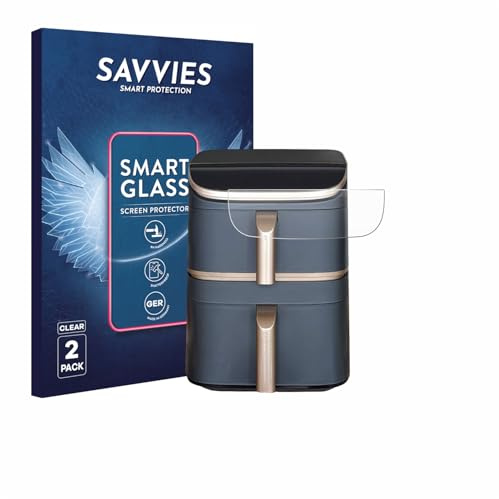 Savvies Schutzglas für Cosori Turbo Tower Pro | 2 Stück Transparenter Displayschutz Made in Germany Panzer Schutz Glas 9H Schutzfolie HD Klar Blasenfrei Einfache Montage