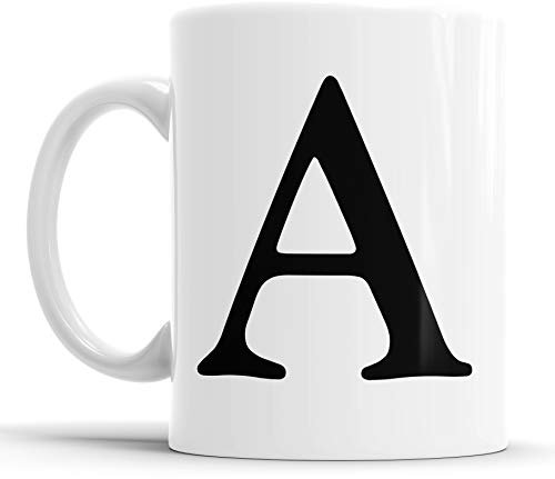 Faithful Prints Alphabet Mug Letter Mugs Initial Coffee Cup Birthday Fathers Day Gift (Letter A)