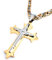 Herren Edelstahl Halskette Kreuz Anhänger silber gold schwarz + 60cm Königskette Männer Geschenk (Silber & Gold)